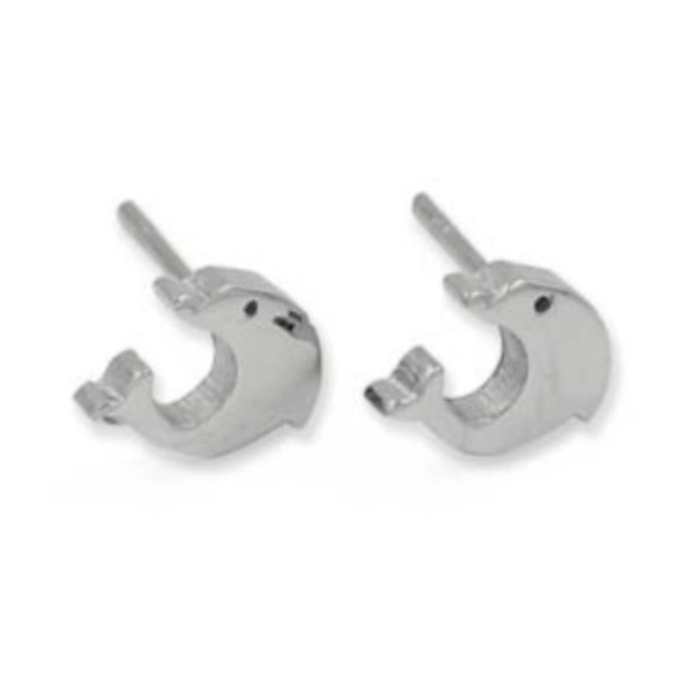 High-Quality Stainless Steel Silver Dolphin Guidance Teamwork Earrings